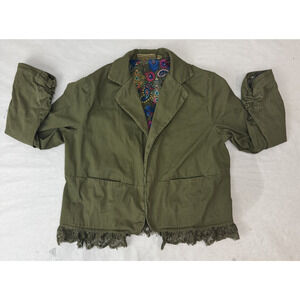 Grunge Princess Vera Wang Jacket Olive Green Lace Detail Paisley Women's Small